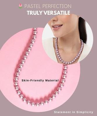 pastel purple color pearl necklace for women | lightweight beaded jewelry with adjustable chain 4