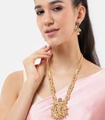south indian temple style long rani haar with ganesh pendant & earrings