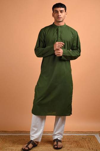 Green cotton kurta