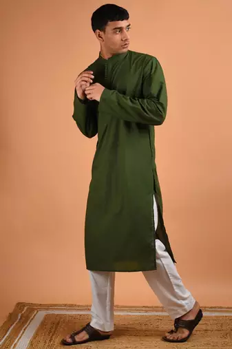 Green cotton kurta