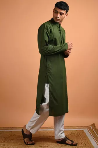 Green cotton kurta