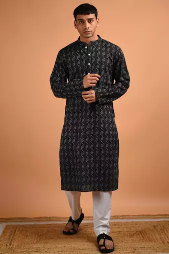 Black cotton kurta