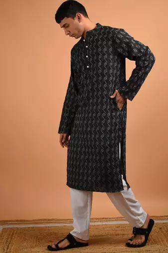Black cotton kurta