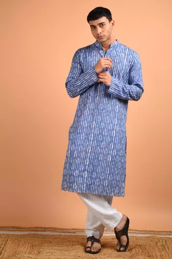 Blue cotton kurta