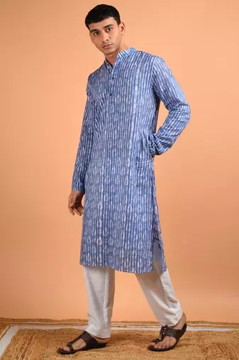 Blue cotton kurta