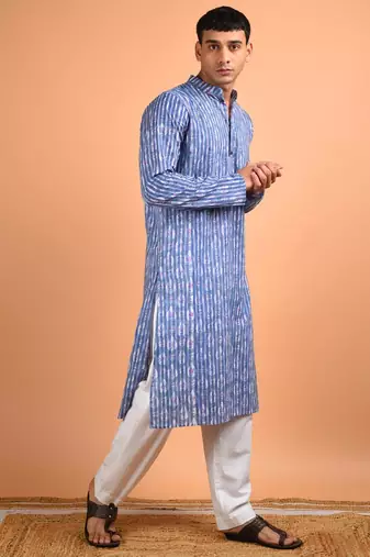 Blue cotton kurta