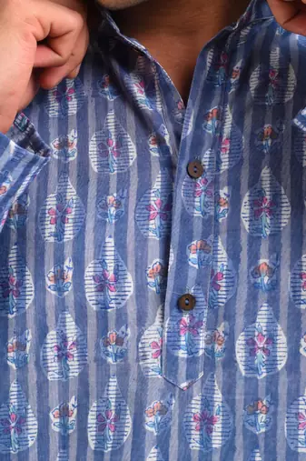 Blue cotton kurta