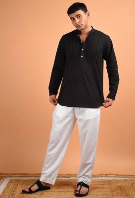 Black cotton shirt kurta 1