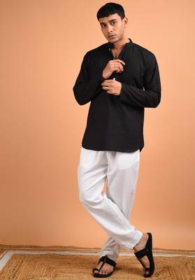 Black cotton shirt kurta 2