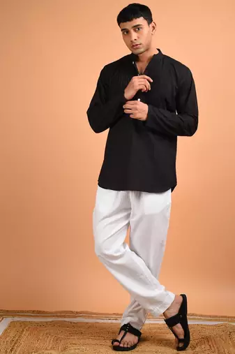 Black cotton shirt kurta