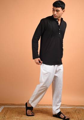 Black cotton shirt kurta 3