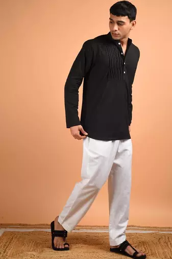 Black cotton shirt kurta