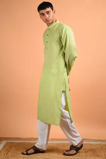 Green cotton kurta