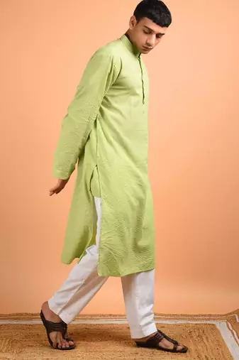 Green cotton kurta