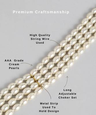 4-line pearl choker necklace set with antique plated kundan studded earrings  festive & wedding wear set 4