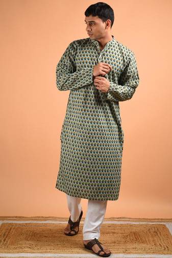 Green cotton kurta