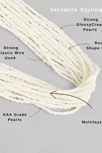 white multistrand beads necklace for women | elegant traditional handmade jewelry | adjustable thread closure