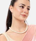 classic white pearl beaded necklace for women | elegant ethnic jewelry with golden clasp | handcrafted accessory
