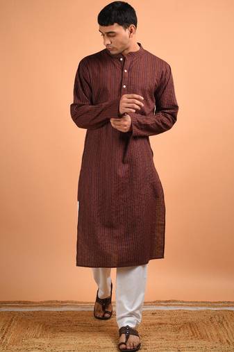 Chocolate brown cotton kurta