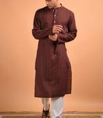 Chocolate brown cotton kurta