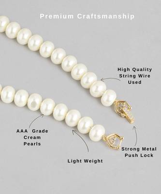 classic white pearl beaded necklace for women | elegant ethnic jewelry with golden clasp | handcrafted accessory 4