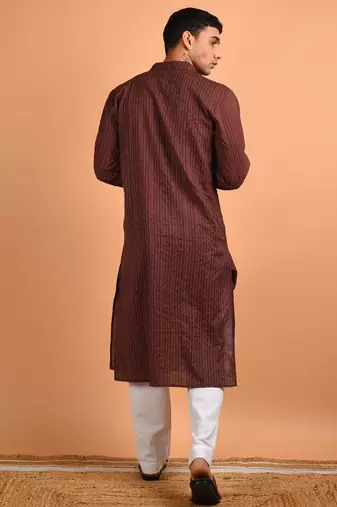 Chocolate brown cotton kurta