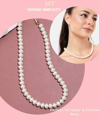 classic white pearl beaded necklace for women | elegant ethnic jewelry with golden clasp | handcrafted accessory 5