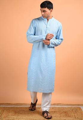 Sky blue cotton kurta 1