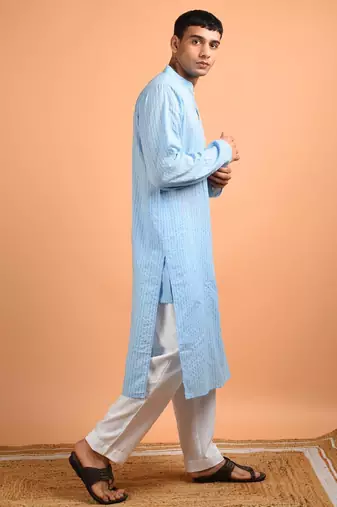 Sky blue cotton kurta