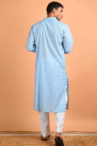 Sky blue cotton kurta