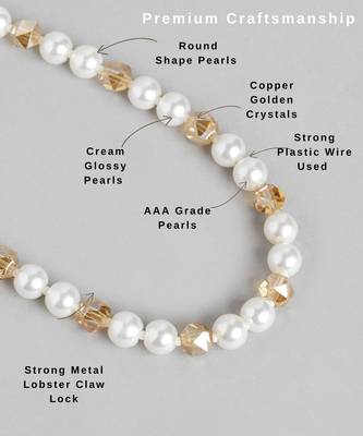 white pearl & golden crystal beads necklace set with drop earrings 4