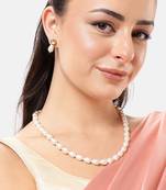 elegant pearl necklace set with kundan stud earrings  wedding, festive & party wear jewelry set