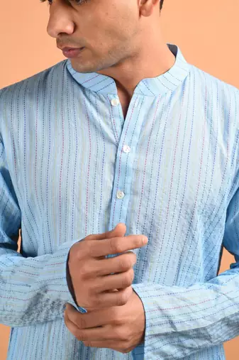 Sky blue cotton kurta