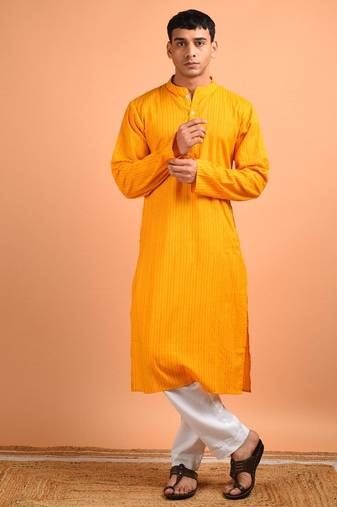 Chrome yellow cotton kurta