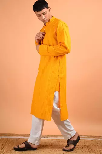 Chrome yellow cotton kurta