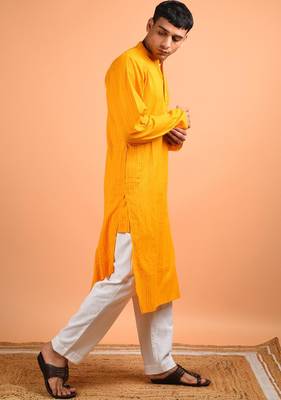 Chrome yellow cotton kurta 3
