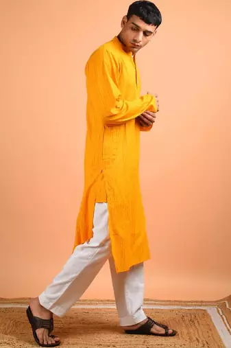 Chrome yellow cotton kurta
