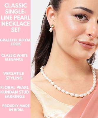 elegant pearl necklace set with kundan stud earrings  wedding, festive & party wear jewelry set 3