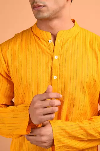 Chrome yellow cotton kurta