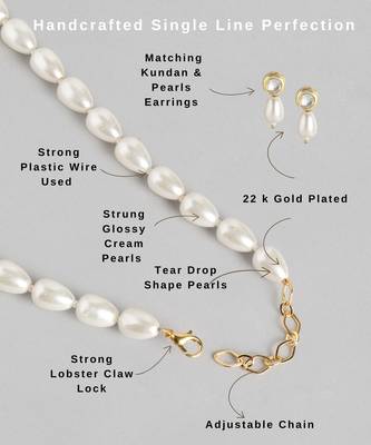 elegant pearl necklace set with kundan stud earrings  wedding, festive & party wear jewelry set 4