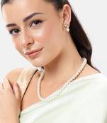 elegant pearl necklace set with kundan stud earrings wedding, festive & party wear jewelry set