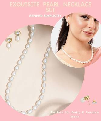 elegant pearl necklace set with kundan stud earrings  wedding, festive & party wear jewelry set 5