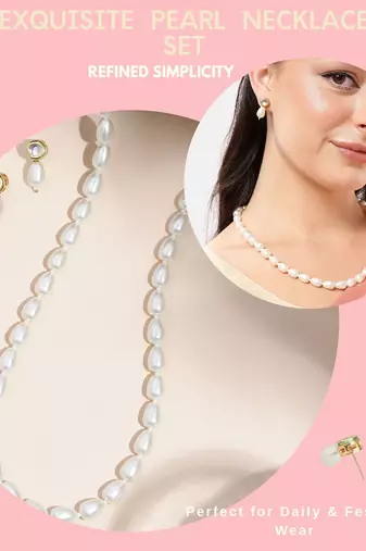 elegant pearl necklace set with kundan stud earrings  wedding, festive & party wear jewelry set