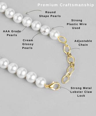 elegant pearl necklace set with kundan stud earrings wedding, festive & party wear jewelry set 4