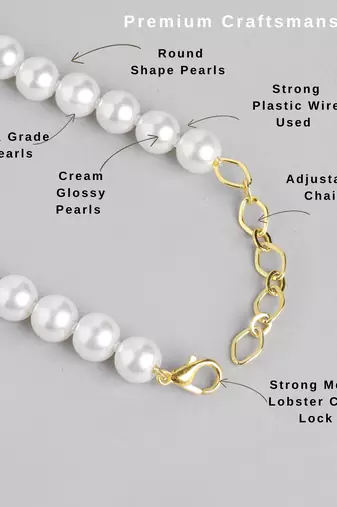 elegant pearl necklace set with kundan stud earrings wedding, festive & party wear jewelry set