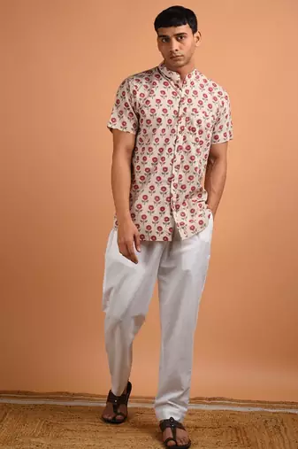 Beige cotton kurta