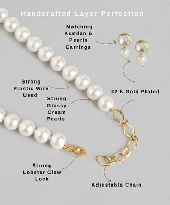 elegant pearl necklace set with kundan stud earrings wedding, festive & party wear jewelry set 4