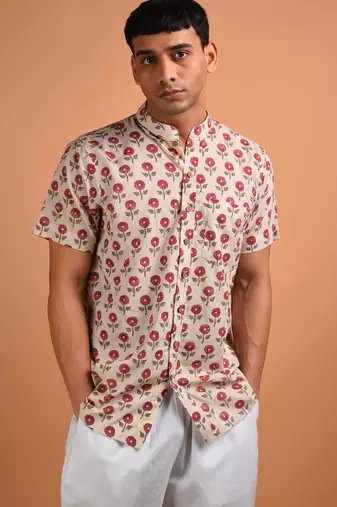 Beige cotton kurta
