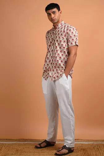 Beige cotton kurta