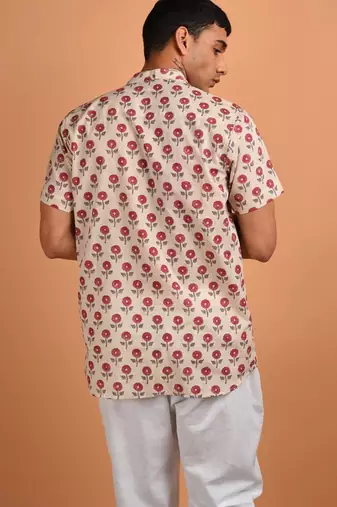 Beige cotton kurta